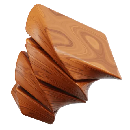 Curved Brown Wood Pieces Stack Together Creating A Unique Wavelike Pattern  3D Icon