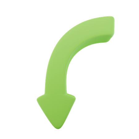 Curved Down Arrow  3D Icon
