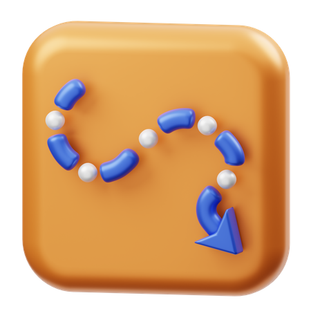 Curved Right Down  3D Icon