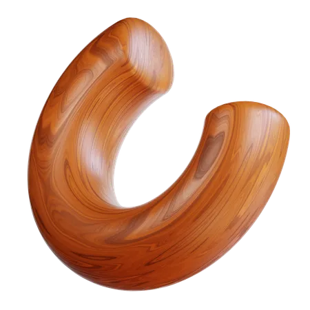 Curved Wooden Letter U  3D Icon