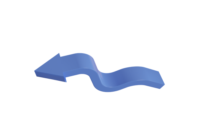 Curvy Left Arrow  3D Icon