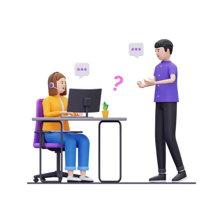 Customer care desk  3D Illustration