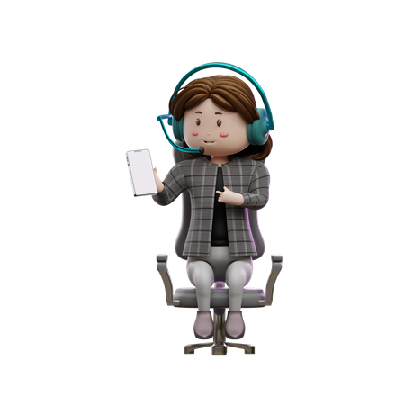 Customer care employee holding smartphone  3D Illustration