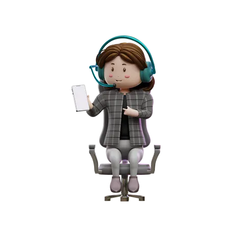 Customer care employee holding smartphone  3D Illustration