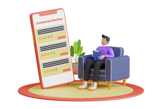 Customer feedback review experience rating  3D Illustration