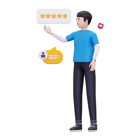 Customer Give Positive Review  3D Illustration