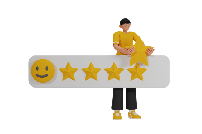 Customer giving product rating  3D Icon