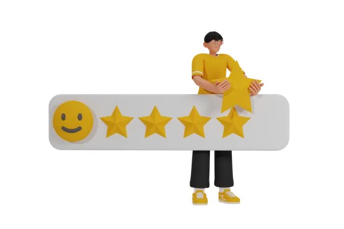 Customer giving product rating 3D Illustration