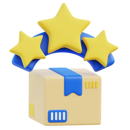 3 D Illustration Of Customer Satisfaction Rating With Stars And Package 3D Icon