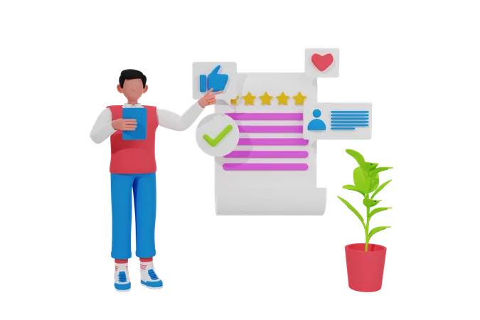 Customer review  3D Illustration