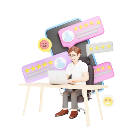 Customer Review and Business Feedback  3D Illustration