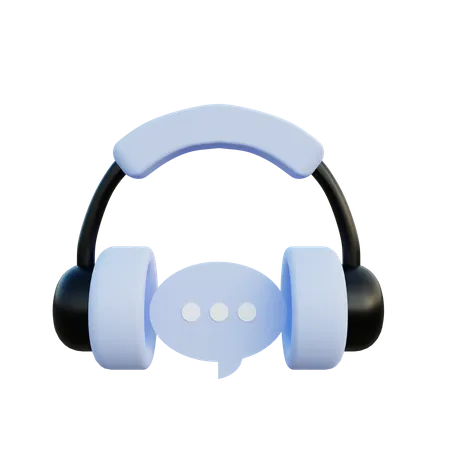 3 D Illustration Headset With Chat Bubble 3D Illustration