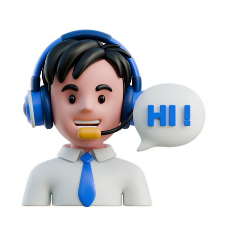 Customer Service Agent with Headset  3D Icon