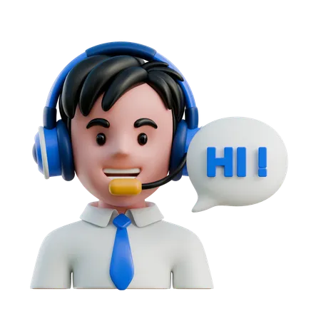 Customer Service Agent with Headset  3D Icon