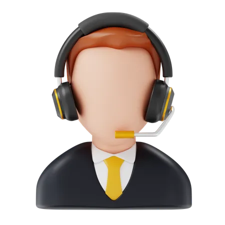 Avatar Customer Service With Headphone Man Black Friday 3 D Icon Illustration Vector Happy Shopping With Discount And Hot Sale 3D Icon