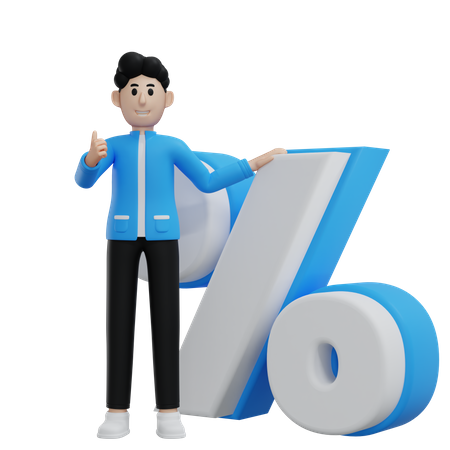 Customer Showing Discount Symbol  3D Illustration