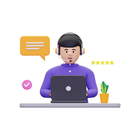 Customer support agent rating  3D Illustration