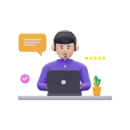 Customer support agent rating  3D Illustration