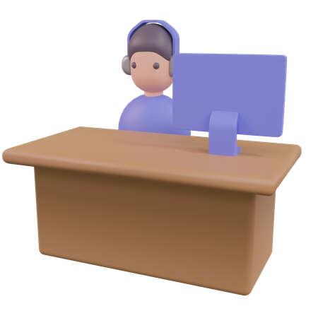 Customer Support Desk  3D Icon