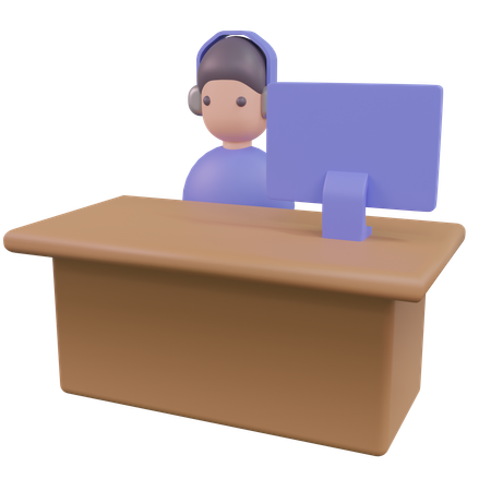 Customer Support Desk 3D Icon