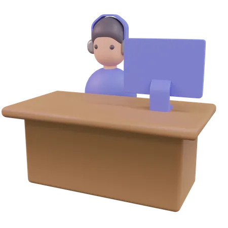Customer Support Desk 3D Icon