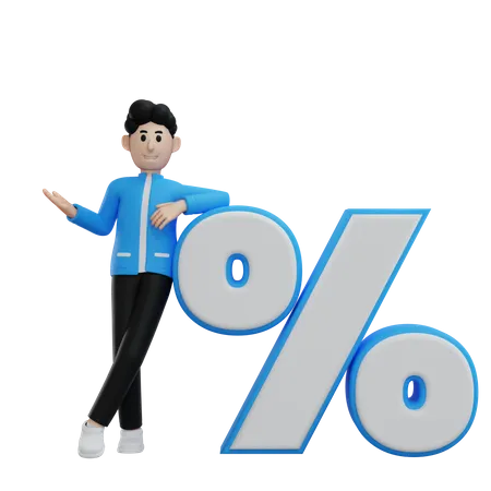 Customer With Discount Symbol  3D Illustration