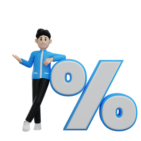 Customer With Discount Symbol 3D Illustration