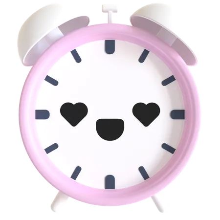 Alarm Clock With Love Face Expression 3D Illustration