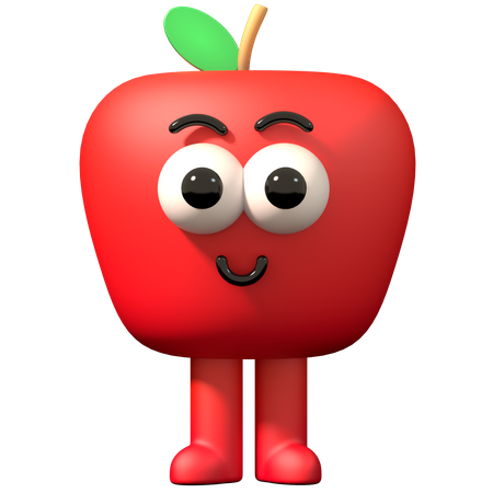 Cute Apple  3D Illustration