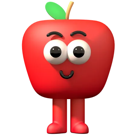 Cute Apple  3D Illustration