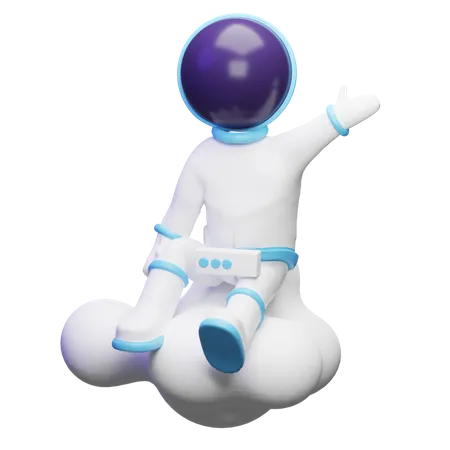 Cute Astronaut In The Cloud  3D Illustration