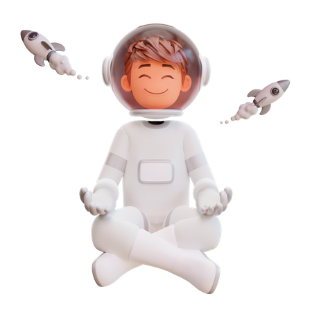 Cute astronaut meditating  3D Illustration