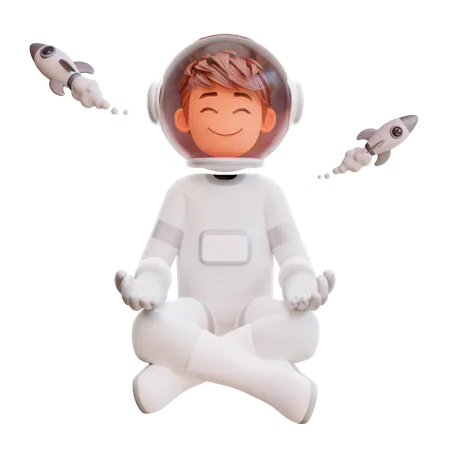 Cute astronaut meditating 3D Illustration