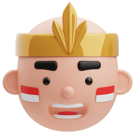 Cute Bald Indonesian Avatar  3D Illustration