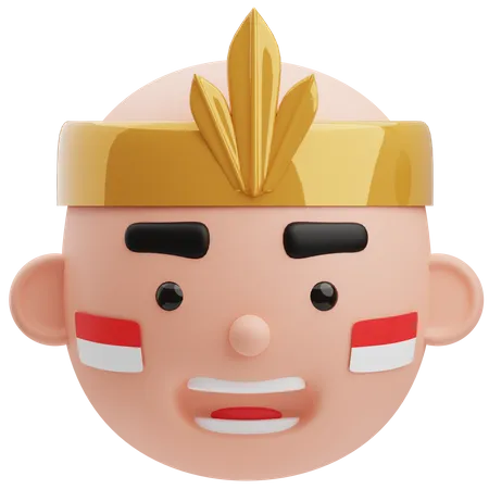 Cute Bald Indonesian Avatar  3D Illustration