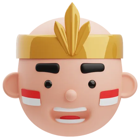 Cute Bald Indonesian Avatar 3D Illustration