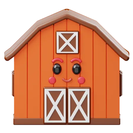 Cute Barn  3D Emoji