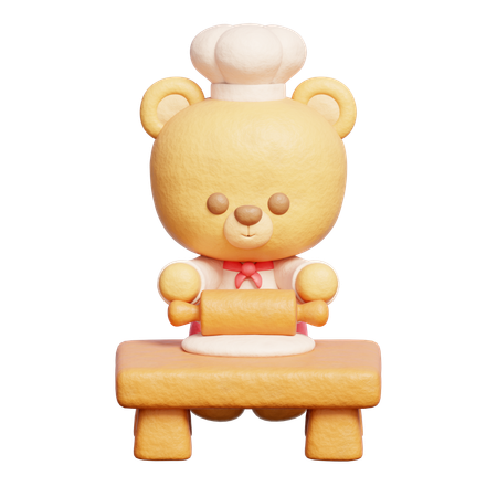 Cute Bear Baking Dessert  3D Icon