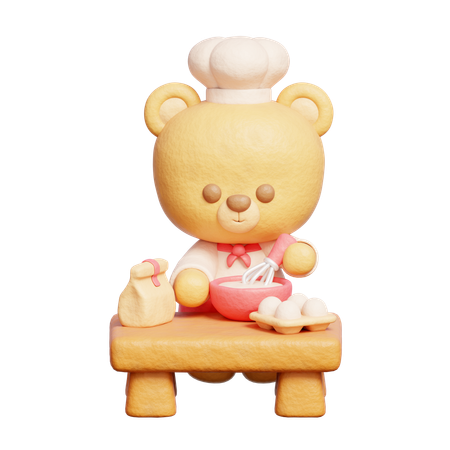 Cute Bear Baking Dessert  3D Icon