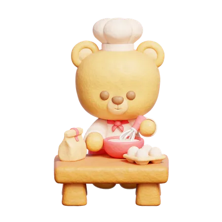 Cute Bear Baking Dessert  3D Icon