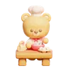 Cute Bear Baking Dessert