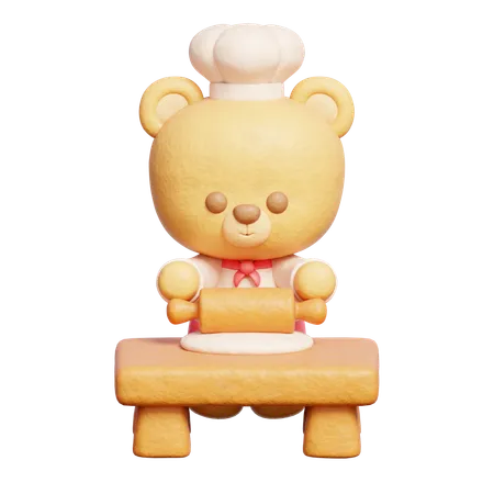 Cute Bear Baking Dessert  3D Icon