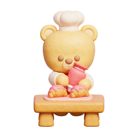 Cute Bear Baking Dessert  3D Icon