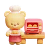 Cute Bear Baking Dessert