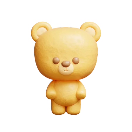 3 D Cute Bear Cartoon Animal Character 3D Icon