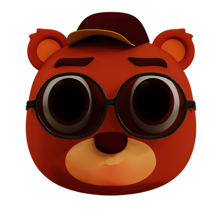 Cute Bear Cool Emoji  3D Icon