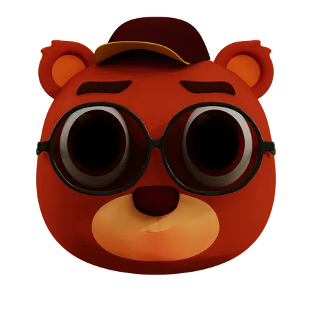 Cute Bear Cool Emoji  3D Icon