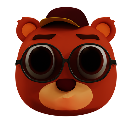 Cute Bear Cool Emoji  3D Icon