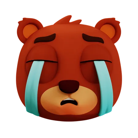 Cute Bear Cry Emoji  3D Icon