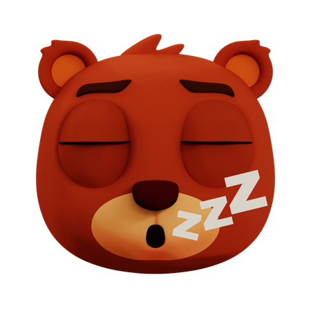 Cute Bear Deep Sleep Emoji  3D Icon